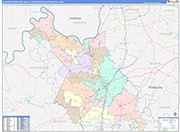 Elizabethtown-Fort Knox Metro Area Wall Map Color Cast Style